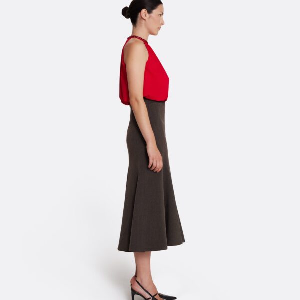 Safiyaa Marialuisa Skirt in Soft Brown - Safiyaa Skirts - Heavy Crepe Cape Gown - Shop at Coveti