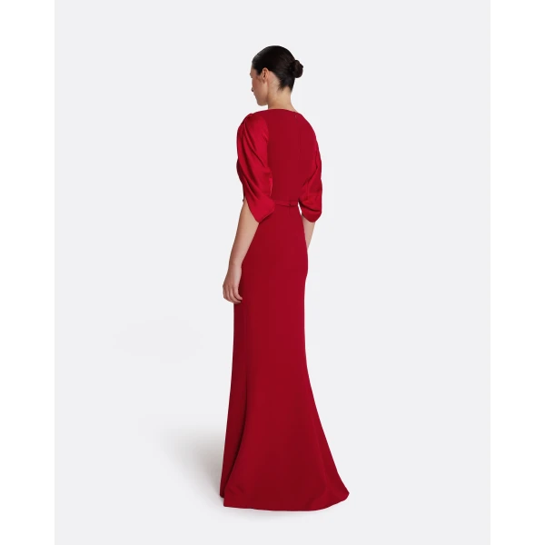 Safiyaa Mimi Long Dress in Cherry Red on Azalea Red, view 3