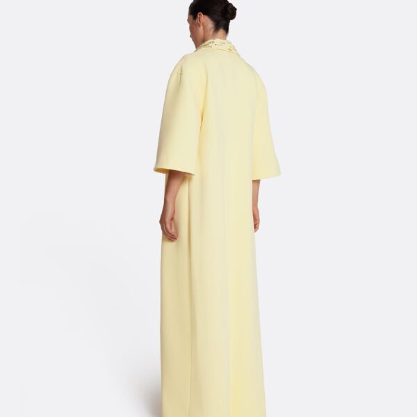 Safiyaa Ninetta Jacket in Pale Yellow with Gold - Safiyaa Jackets - Heavy Crepe Cape Gown - Shop at Coveti