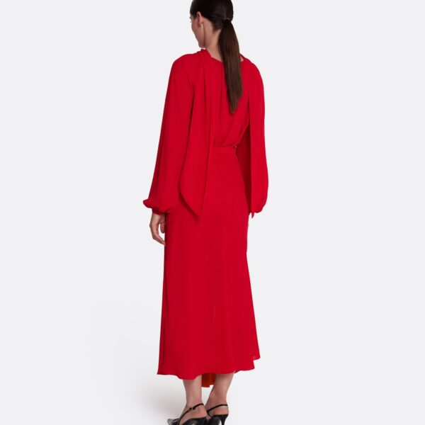 Safiyaa Olimpia Skirt in Azalea Red - Safiyaa Skirts - Heavy Crepe Cape Gown - Shop at Coveti