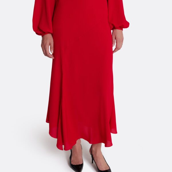 Safiyaa Olimpia Skirt in Azalea Red - Safiyaa Skirts - Heavy Crepe Cape Gown - Shop at Coveti