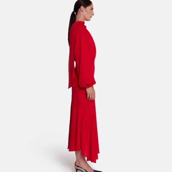 Safiyaa Olimpia Skirt in Azalea Red - Safiyaa Skirts - Heavy Crepe Cape Gown - Shop at Coveti