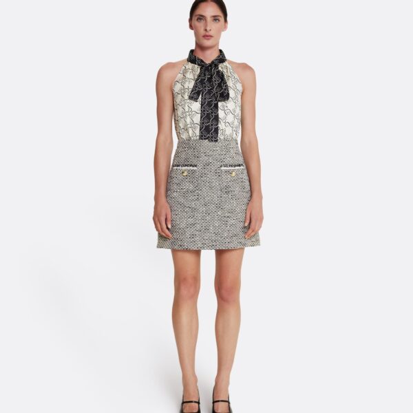 Safiyaa Ornella Skirt in Greyscale - Safiyaa Skirts - Heavy Crepe Cape Gown - Shop at Coveti