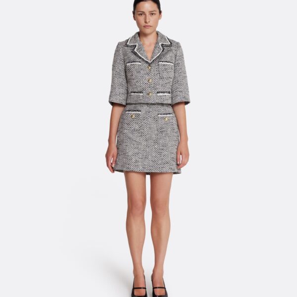 Safiyaa Ornella Skirt in Greyscale - Safiyaa Skirts - Heavy Crepe Cape Gown - Shop at Coveti