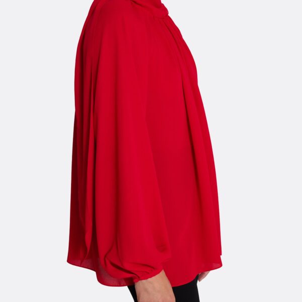 Safiyaa Tilde Top in Azalea Red - Safiyaa Tops - Heavy Crepe Cape Gown - Shop at Coveti