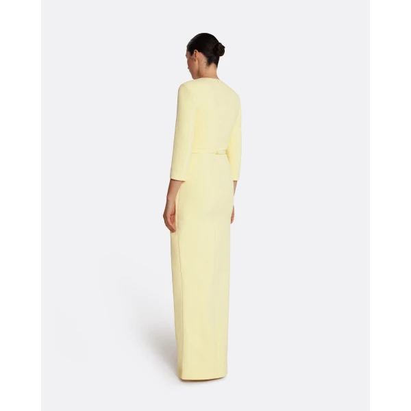 Safiyaa Tosavetta Long Dress in Pale Yellow with Gold, view 3