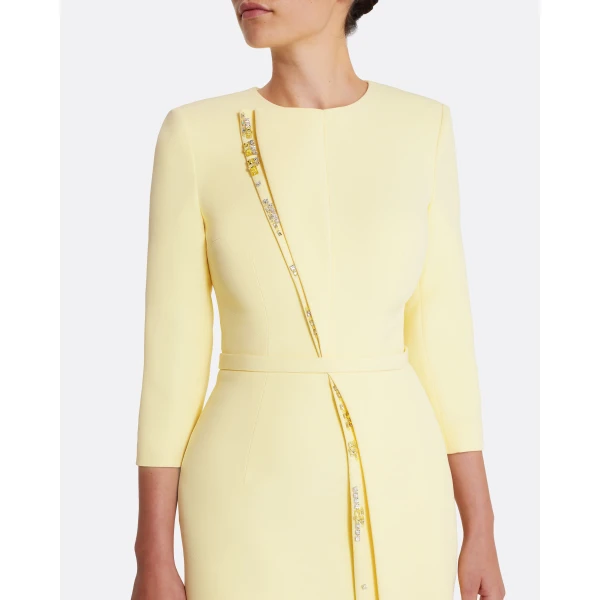 Safiyaa Tosavetta Long Dress in Pale Yellow with Gold, view 4