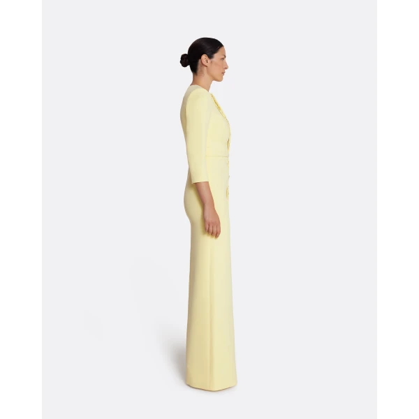 Safiyaa Tosavetta Long Dress in Pale Yellow with Gold, view 5