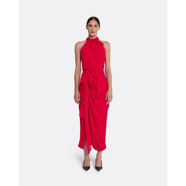 Safiyaa Valentina Midi Dress in Azalea Red, view 2