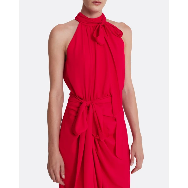 Safiyaa Valentina Midi Dress in Azalea Red, view 4