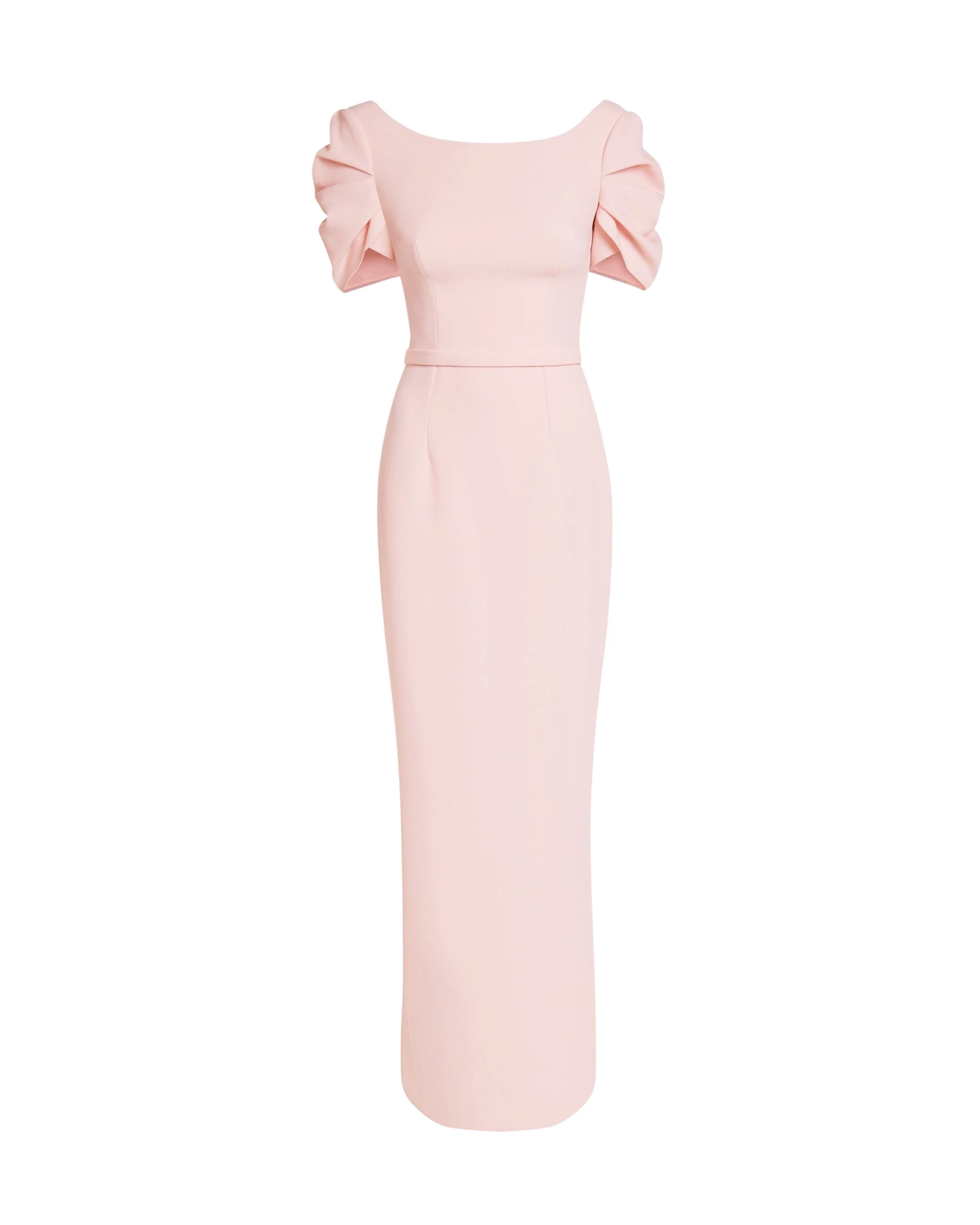 Safiyaa Vanna Dress Long in Pale Pink - Safiyaa Dresses - Heavy Crepe Cape Gown - Shop at Coveti