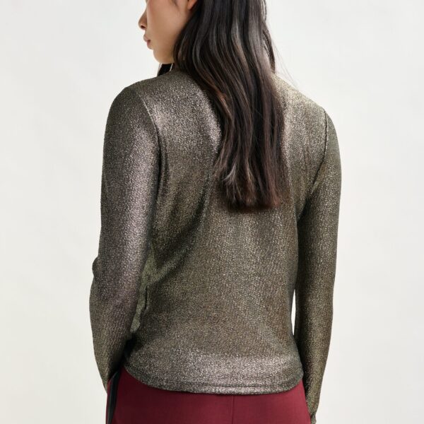 Essentiel Antwerp Silver stretch-jersey turtleneck top - Essentiel Antwerp Tops - Colorful Belgian Design - Shop at Coveti