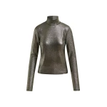 Essentiel Antwerp Silver stretch-jersey turtleneck top - Essentiel Antwerp Tops - Colorful Belgian Design - Shop at Coveti