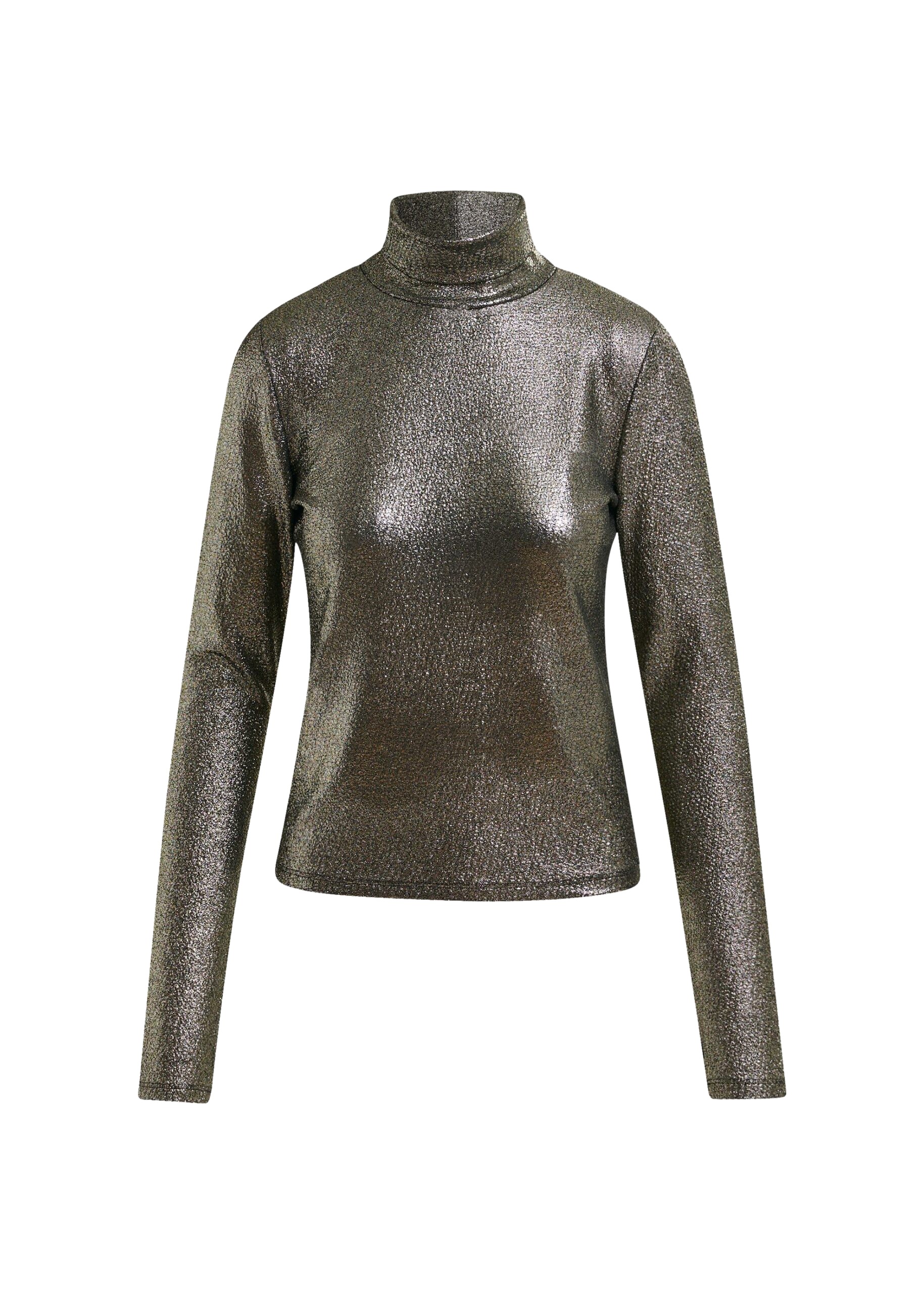 Essentiel Antwerp Silver stretch-jersey turtleneck top - Essentiel Antwerp Tops - Colorful Belgian Design - Shop at Coveti