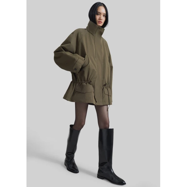The Frankie Shop Alesie Drawstring Jacket – Olive Brown, view 2