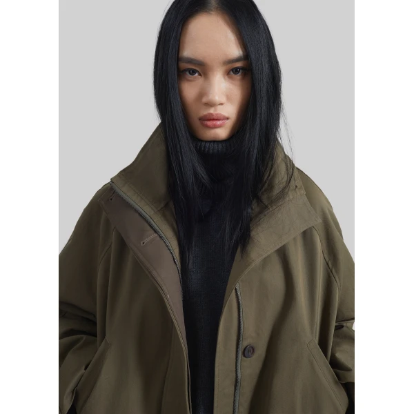 The Frankie Shop Alesie Drawstring Jacket – Olive Brown, view 5