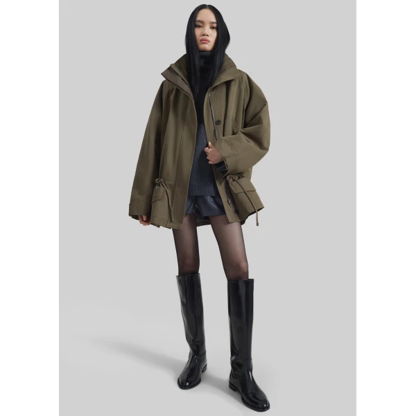 The Frankie Shop Alesie Drawstring Jacket – Olive Brown, view 6