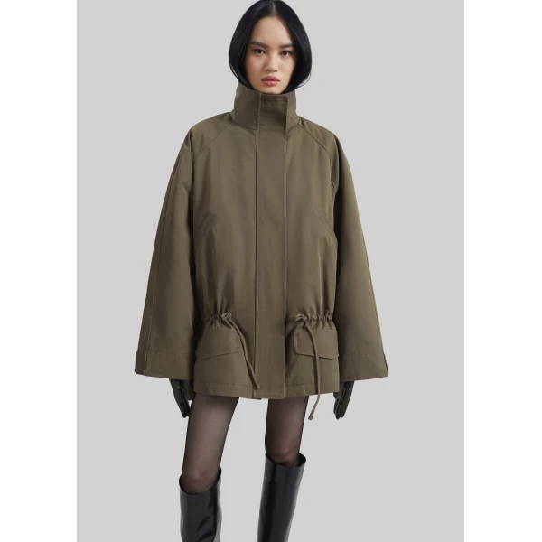 The Frankie Shop Alesie Drawstring Jacket – Olive Brown, view 7
