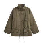 The Frankie Shop Alesie Drawstring Jacket - Olive Brown - Oversized Minimalist Jackets in Green - Shop at Coveti
