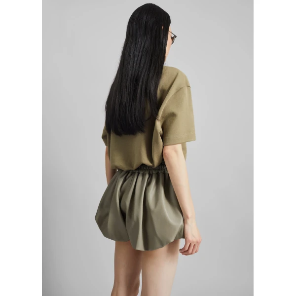 The Frankie Shop Alina Faux Leather Bubble Hem Shorts – Sage, view 6