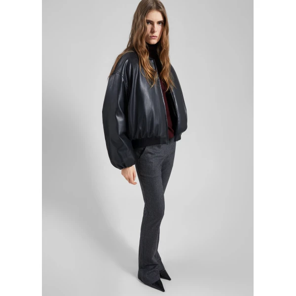 The Frankie Shop Arolla Faux Leather Draped Jacket – Black, view 2