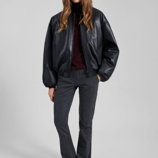 The Frankie Shop Arolla Faux Leather Draped Jacket - Black - Oversized Minimalist Jackets in Black - Shop at Coveti