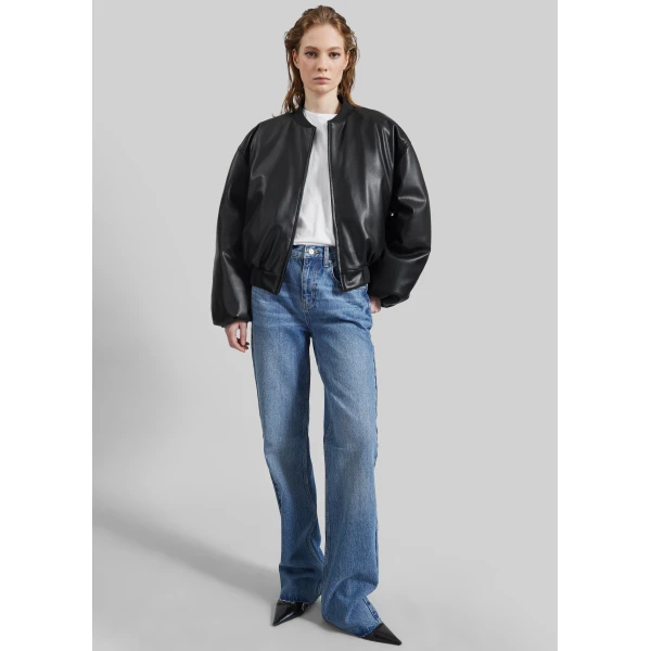 The Frankie Shop Arolla Faux Leather Draped Jacket – Black, view 7