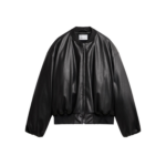 The Frankie Shop Arolla Faux Leather Draped Jacket - Black - Oversized Minimalist Jackets in Black - Shop at Coveti