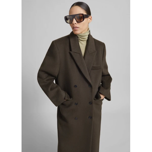 The Frankie Shop Atlin Wool Double-Breasted Coat – Brown, view 3