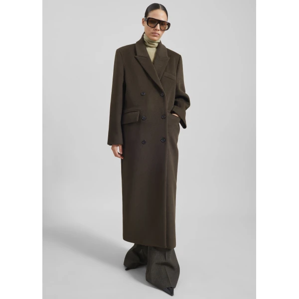 The Frankie Shop Atlin Wool Double-Breasted Coat – Brown, view 4