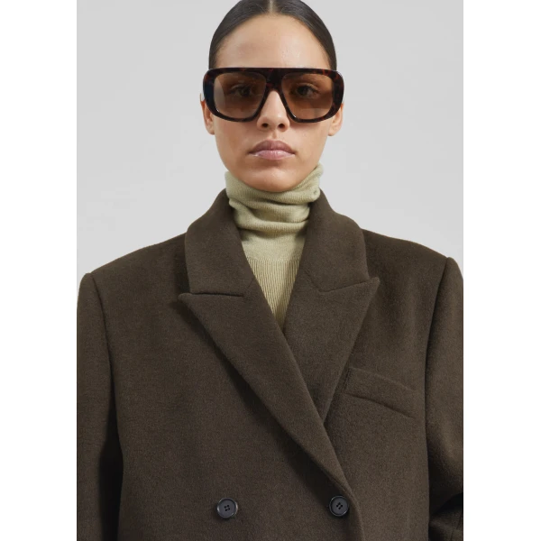 The Frankie Shop Atlin Wool Double-Breasted Coat – Brown, view 5