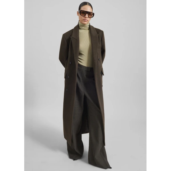 The Frankie Shop Atlin Wool Double-Breasted Coat – Brown, view 6