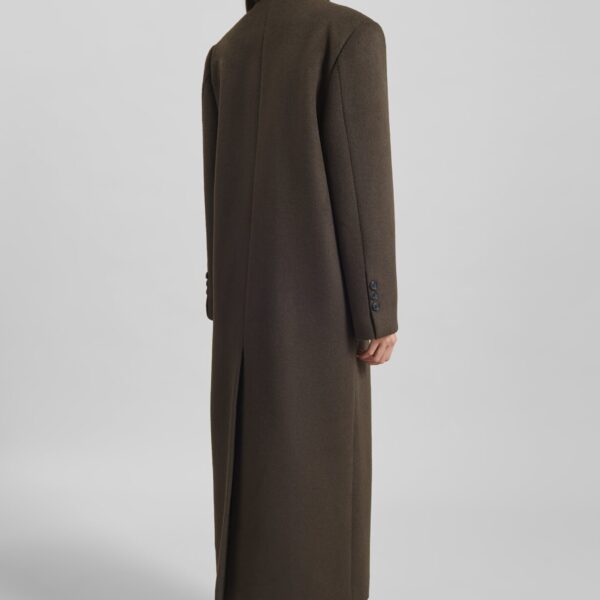 The Frankie Shop Atlin Wool Double-Breasted Coat - Brown - Oversized Minimalist Coats in Brown - Shop at Coveti