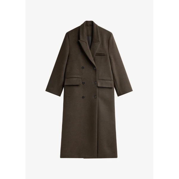The Frankie Shop Atlin Wool Double-Breasted Coat – Brown, view 8