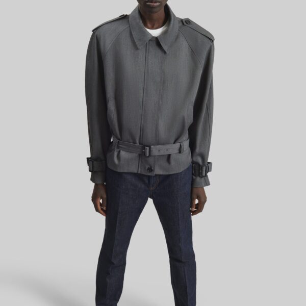 The Frankie Shop Avray Short Trench - Grey - Oversized Minimalist Coats in Grey - Shop at Coveti