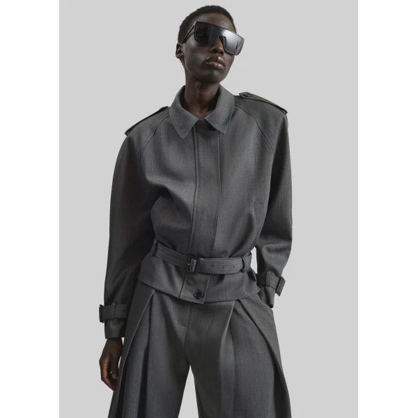The Frankie Shop Avray Short Trench – Grey, view 5