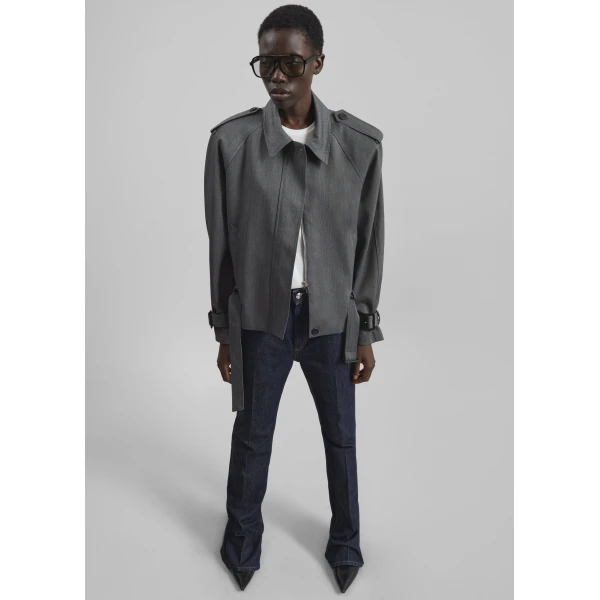 The Frankie Shop Avray Short Trench – Grey, view 6