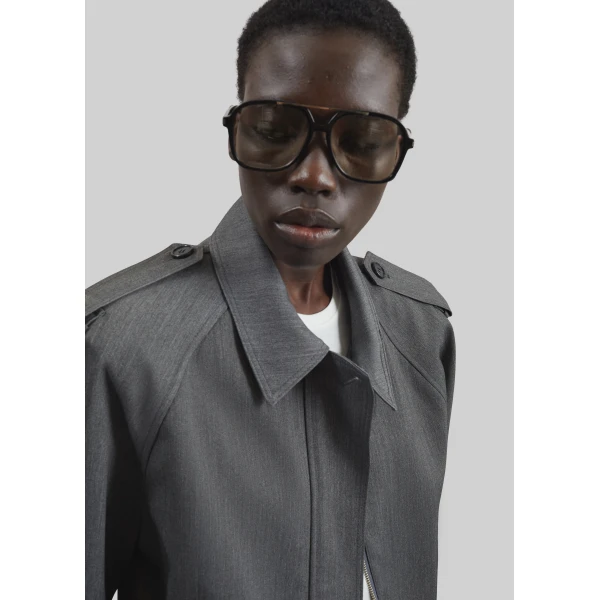 The Frankie Shop Avray Short Trench – Grey, view 7