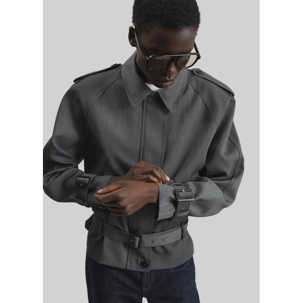 The Frankie Shop Avray Short Trench – Grey, view 8