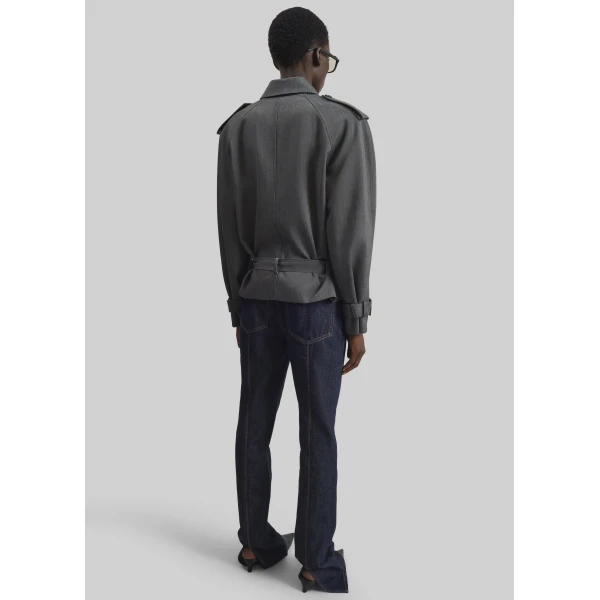 The Frankie Shop Avray Short Trench – Grey, view 9