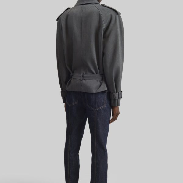 The Frankie Shop Avray Short Trench - Grey - Oversized Minimalist Coats in Grey - Shop at Coveti