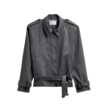 The Frankie Shop Avray Short Trench - Grey - Oversized Minimalist Coats in Grey - Shop at Coveti