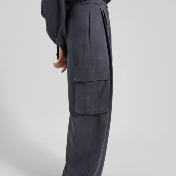 The Frankie Shop Balsta Cargo Pants - Dark Grey - Oversized Minimalist Pants in Grey - Shop at Coveti