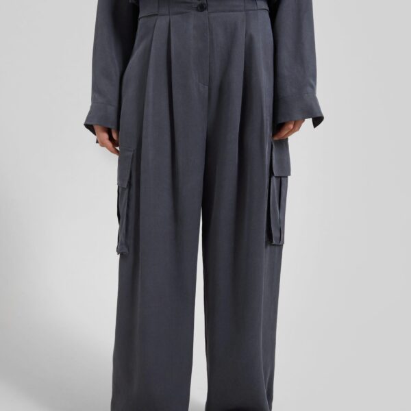 The Frankie Shop Balsta Cargo Pants - Dark Grey - Oversized Minimalist Pants in Grey - Shop at Coveti