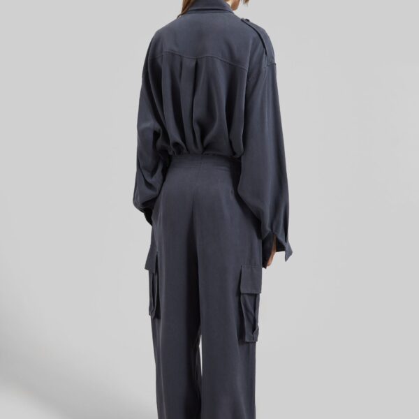 The Frankie Shop Balsta Cargo Pants - Dark Grey - Oversized Minimalist Pants in Grey - Shop at Coveti