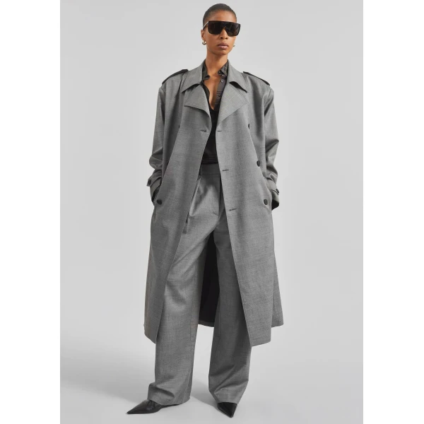 The Frankie Shop Bleecker Trench Coat – Grey Melange, view 2