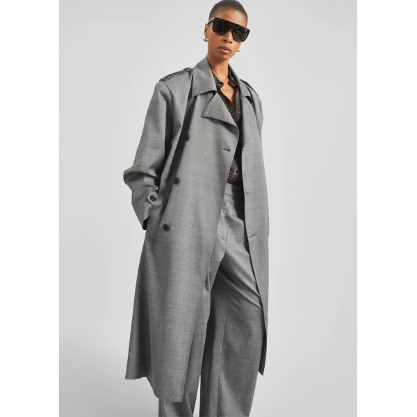 The Frankie Shop Bleecker Trench Coat – Grey Melange, view 4