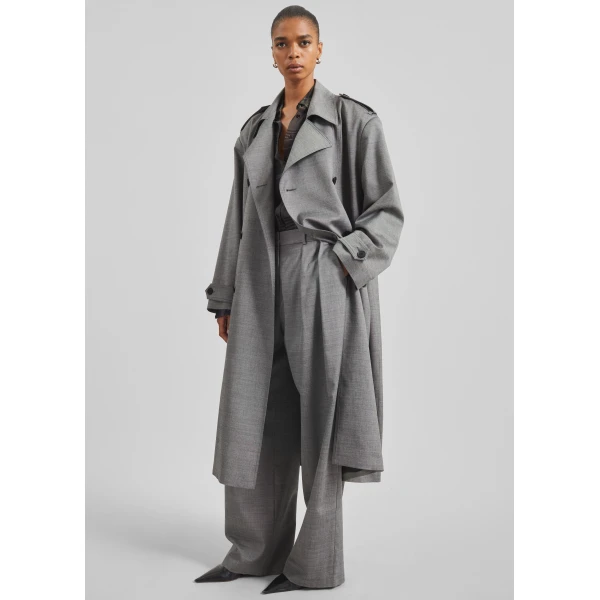 The Frankie Shop Bleecker Trench Coat – Grey Melange, view 5