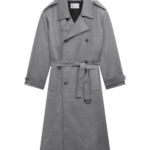 The Frankie Shop Bleecker Trench Coat - Grey Melange - Oversized Minimalist Coats in Grey - Shop at Coveti