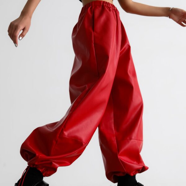 The Frankie Shop Briar Faux Leather Balloon Pants - Red - Oversized Minimalist Pants in Red - Shop at Coveti